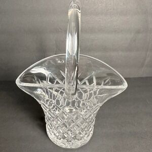 Crystal Diamond Cut Glass Basket Weave Vase Home Decor Table Centerpiece